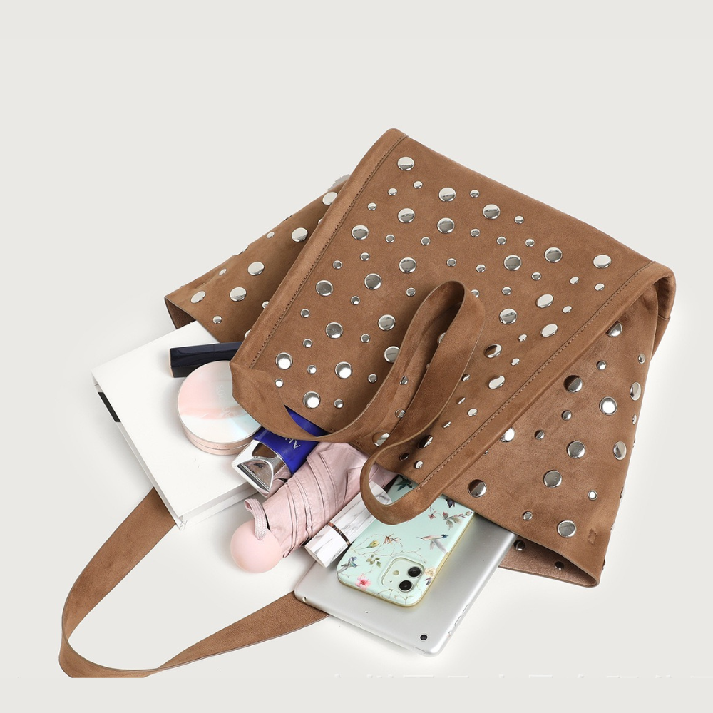 TANN STUDDED TOTE