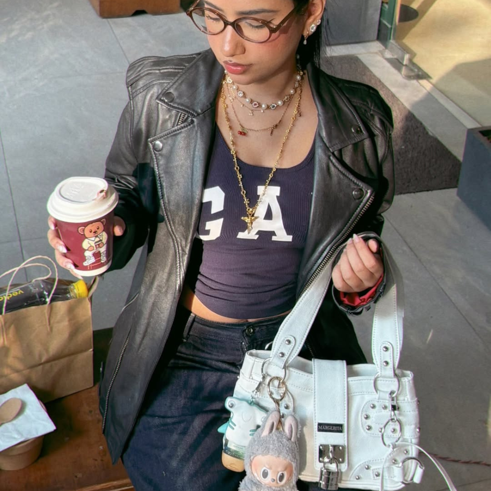 ARYA STUDDED  LOCK SHOULDER BAG