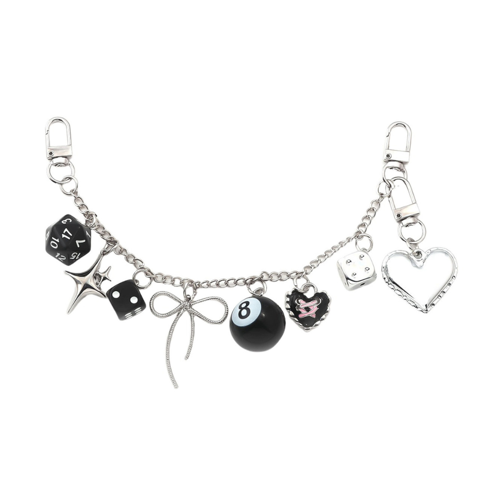 MIDNIGHT LUCKY 8 BAG CHAIN CHARM