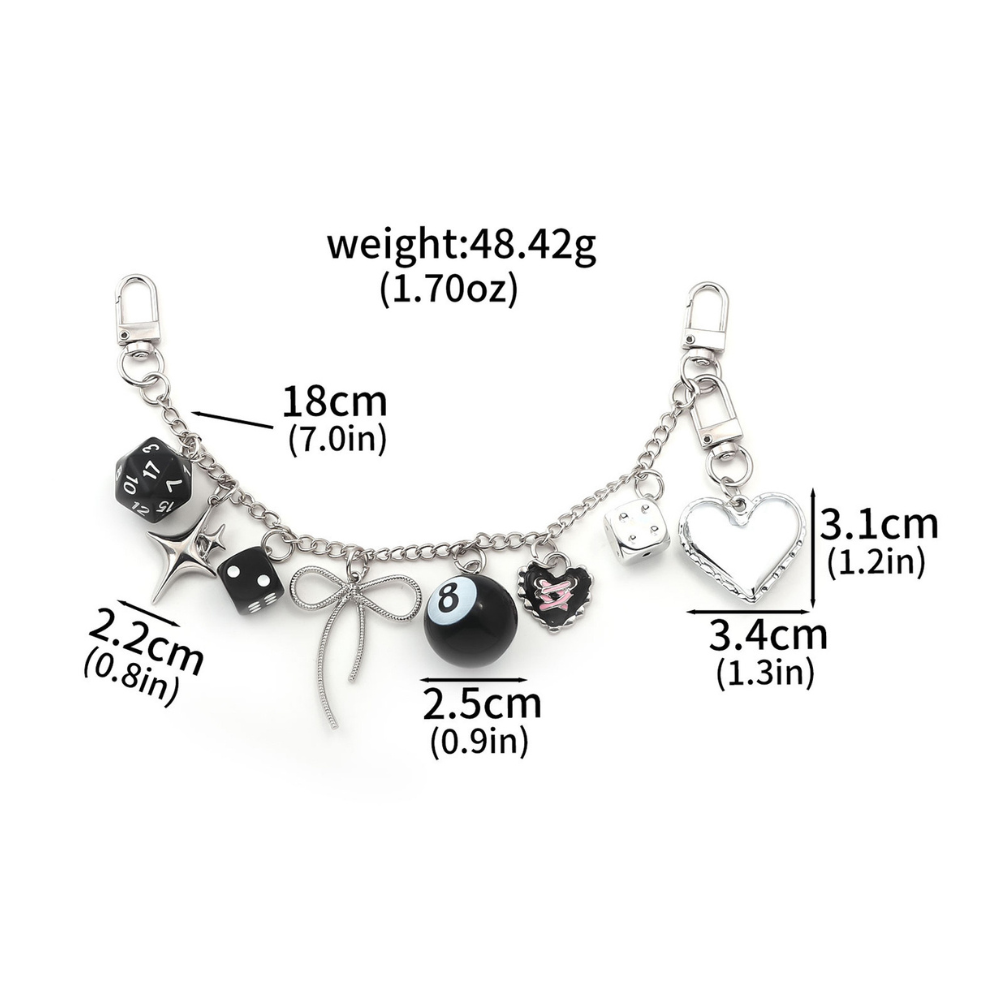 MIDNIGHT LUCKY 8 BAG CHAIN CHARM