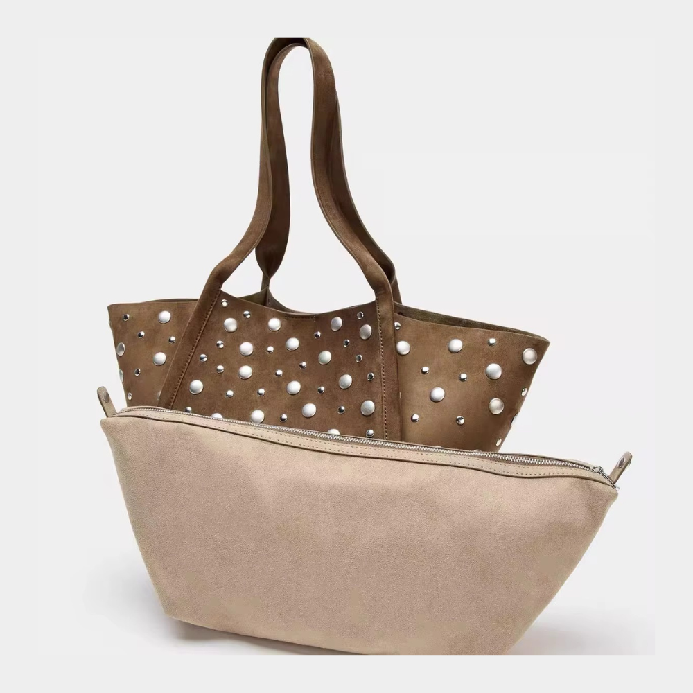TANN STUDDED TOTE