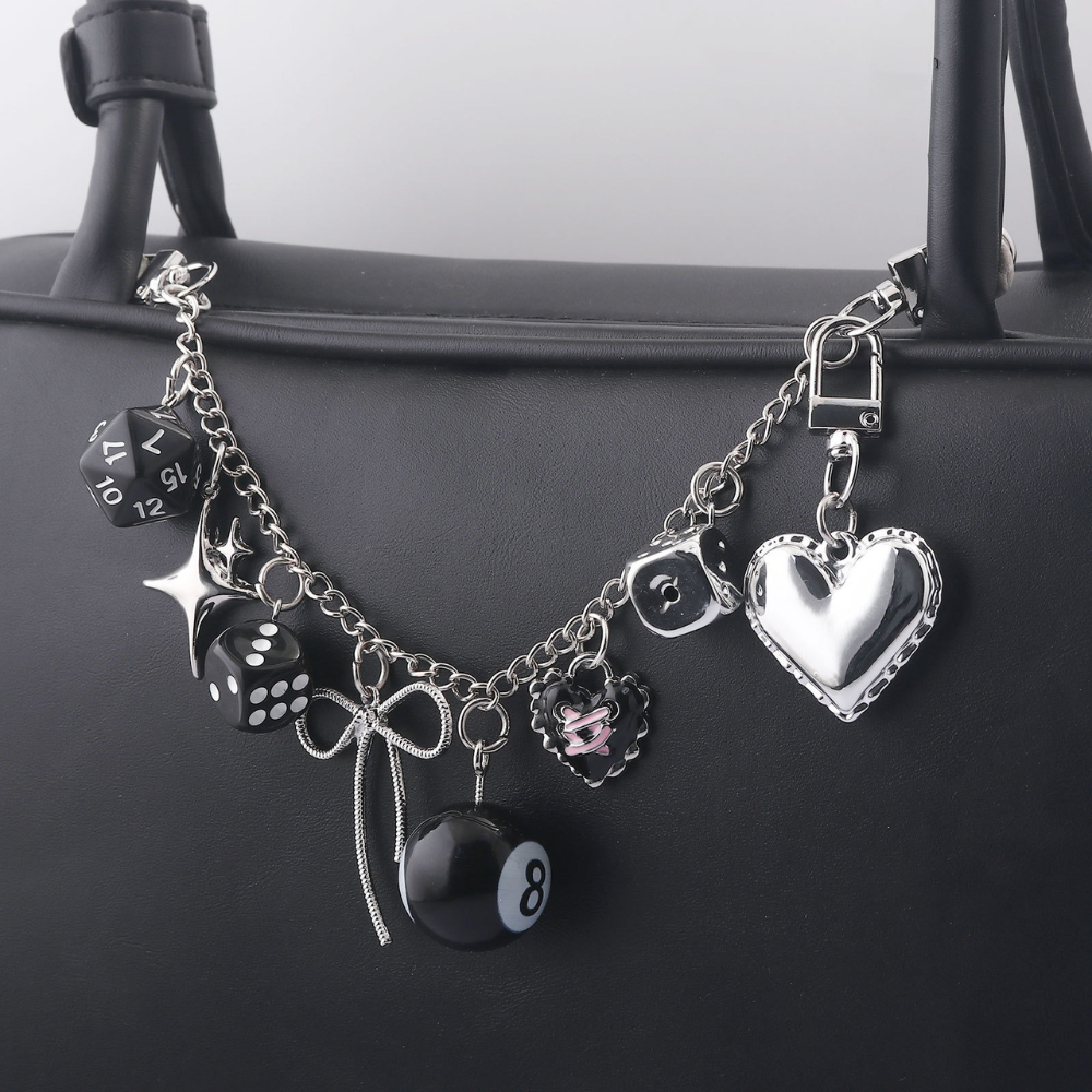 MIDNIGHT LUCKY 8 BAG CHAIN CHARM