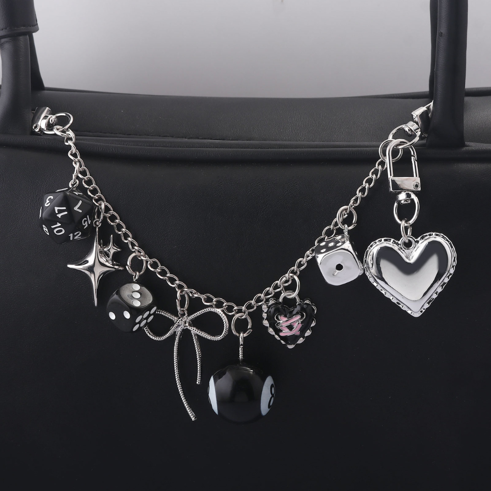 MIDNIGHT LUCKY 8 BAG CHAIN CHARM