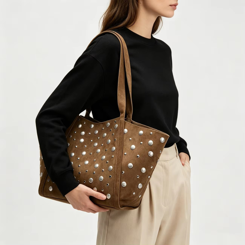 TANN STUDDED TOTE