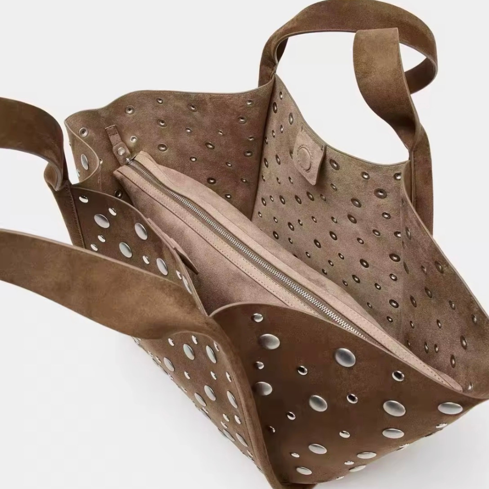TANN STUDDED TOTE