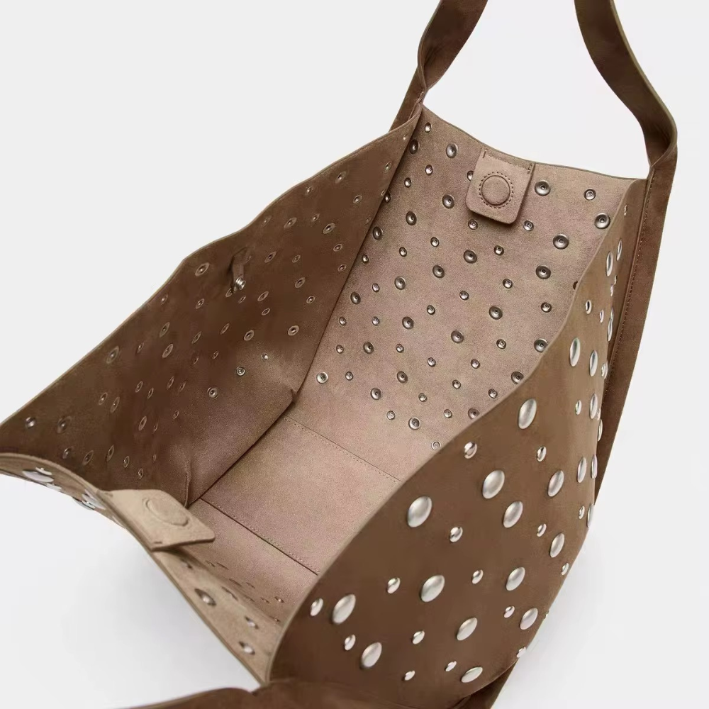 TANN STUDDED TOTE