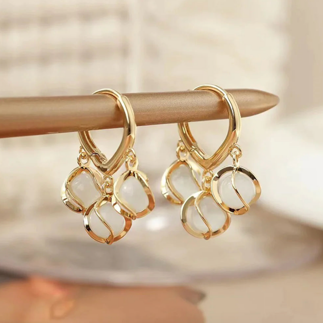 Opal Stud Earrings - 18K Gold Plated