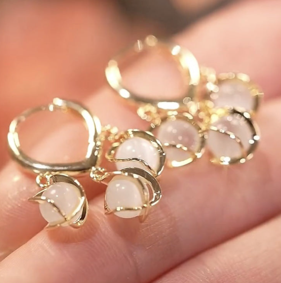 Opal Stud Earrings - 18K Gold Plated