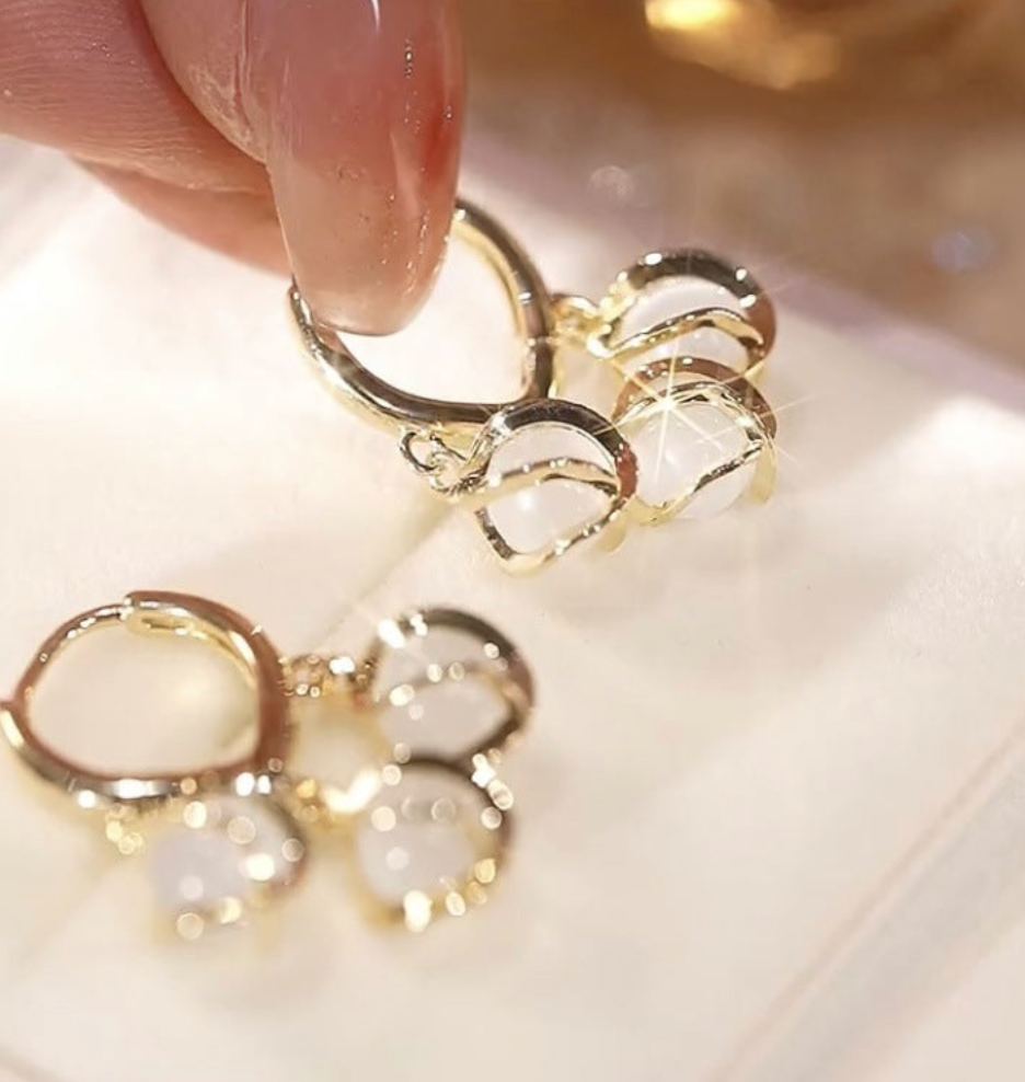 Opal Stud Earrings - 18K Gold Plated